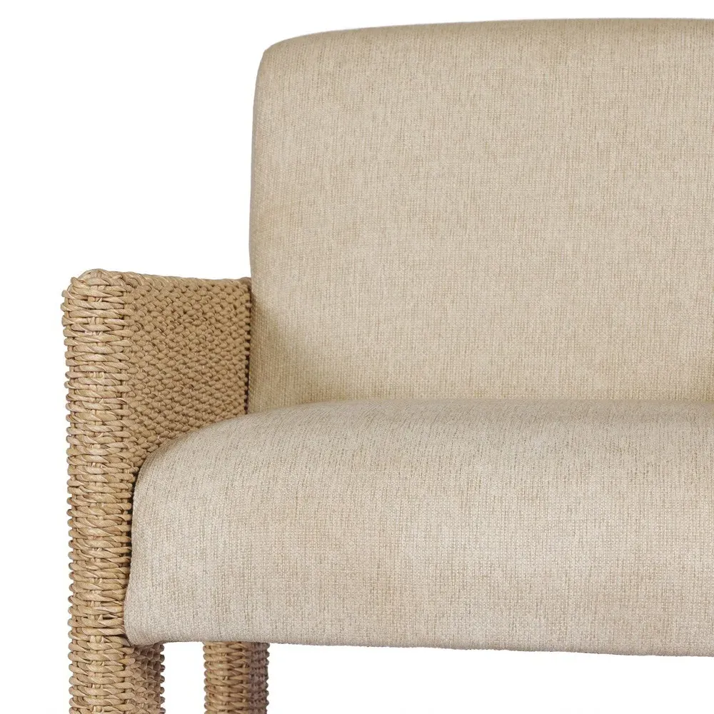 Amaya Outdoor Dining Arm Chair - Beige, Polyethylene