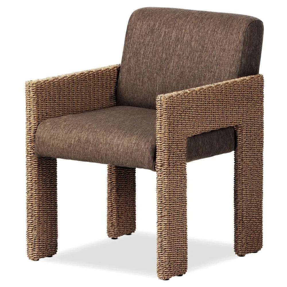 Amaya Outdoor Dining Arm Chair - Brown, Woven