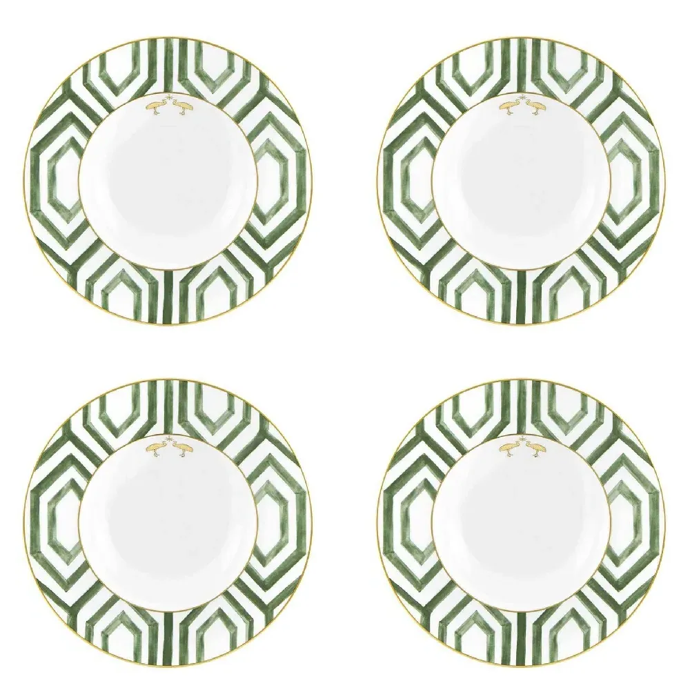 Amazonia Global Bazaar Pasta Plate Set - Green, Porcelain