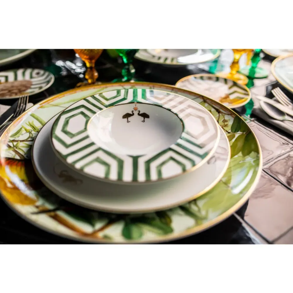 Amazonia Global Bazaar Pasta Plate Set - Green, Porcelain