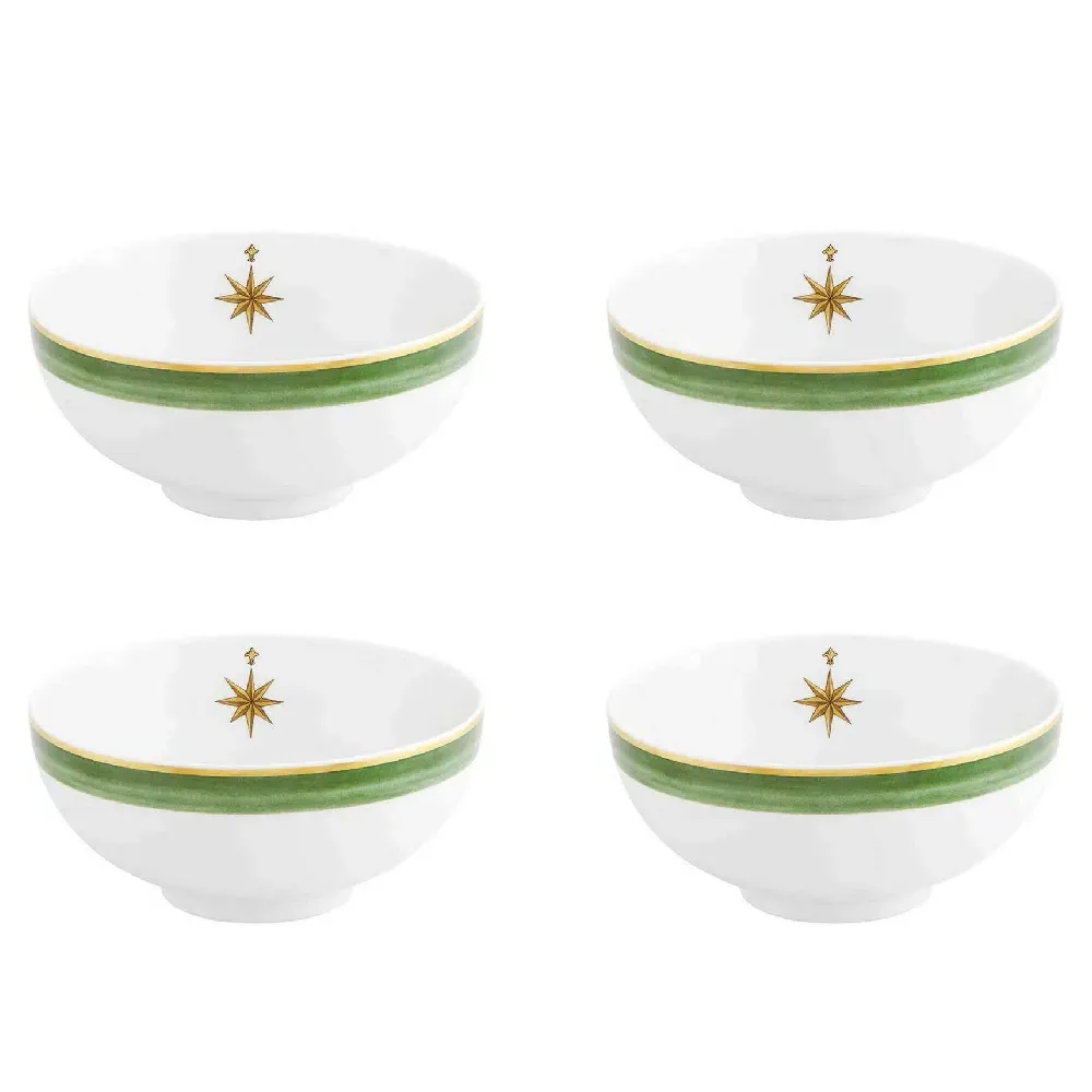 Amazonia Global Bazaar Soup Bowl Set - Green, Porcelain