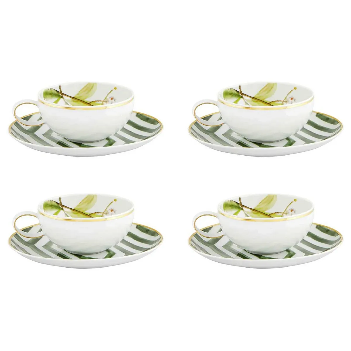 Amazonia Global Porcelain Tea Cup and Saucer Set - Green