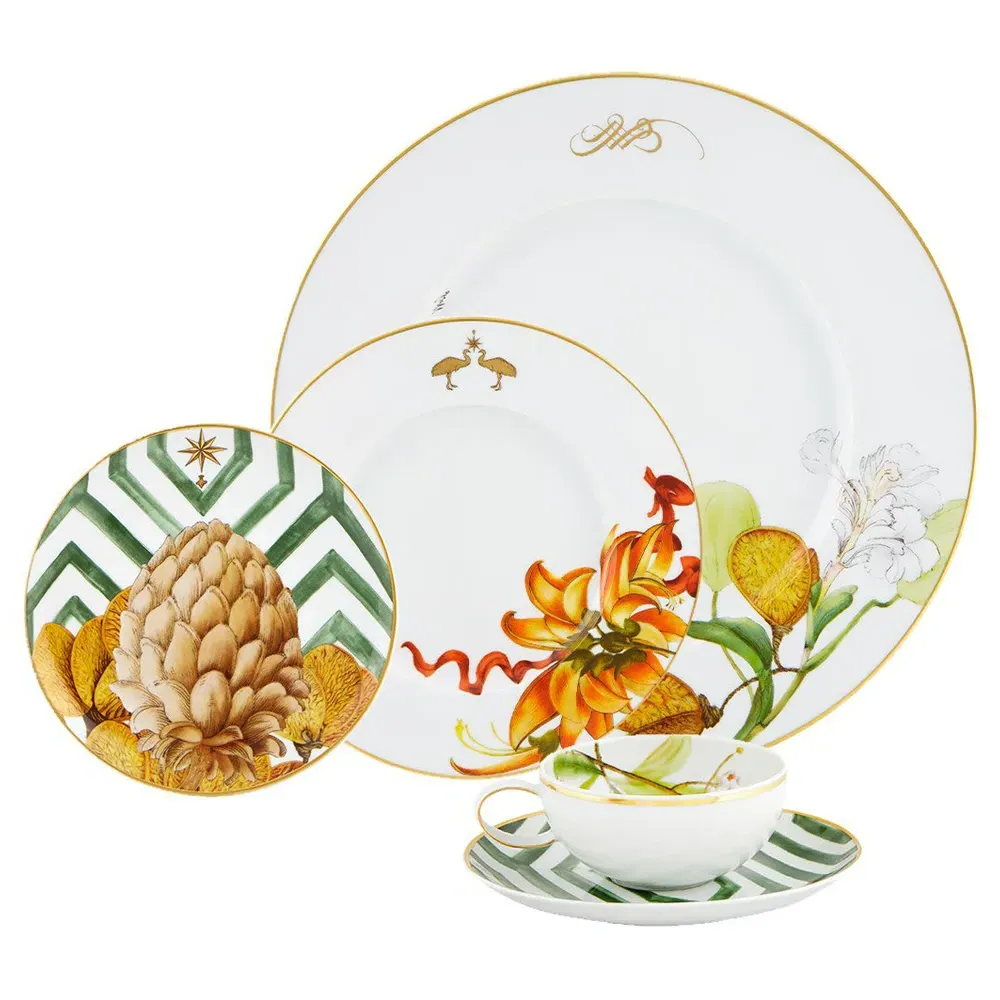 Amazonia Global Porcelain Tea Cup and Saucer Set - Green
