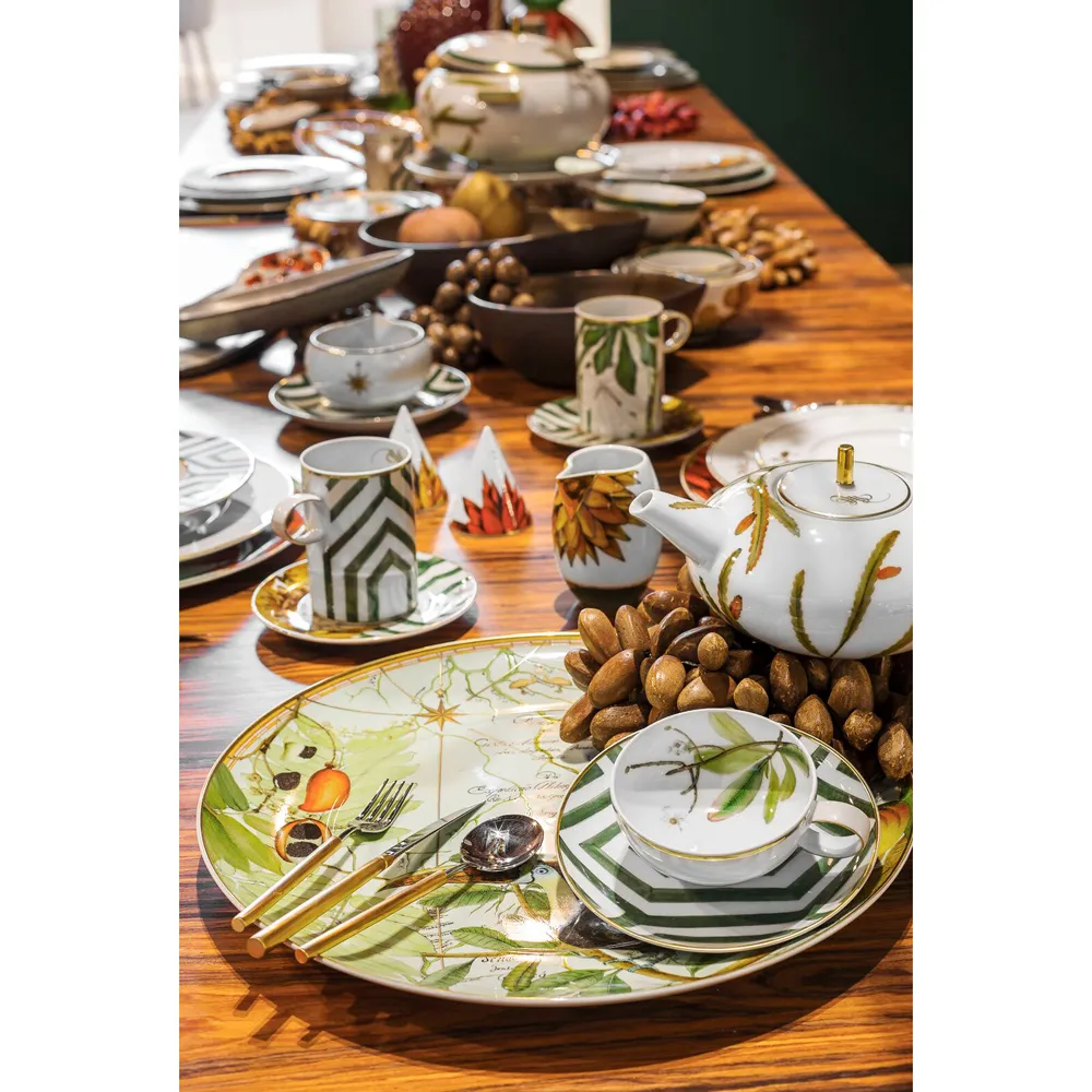 Amazonia Global Porcelain Tea Cup and Saucer Set - Green