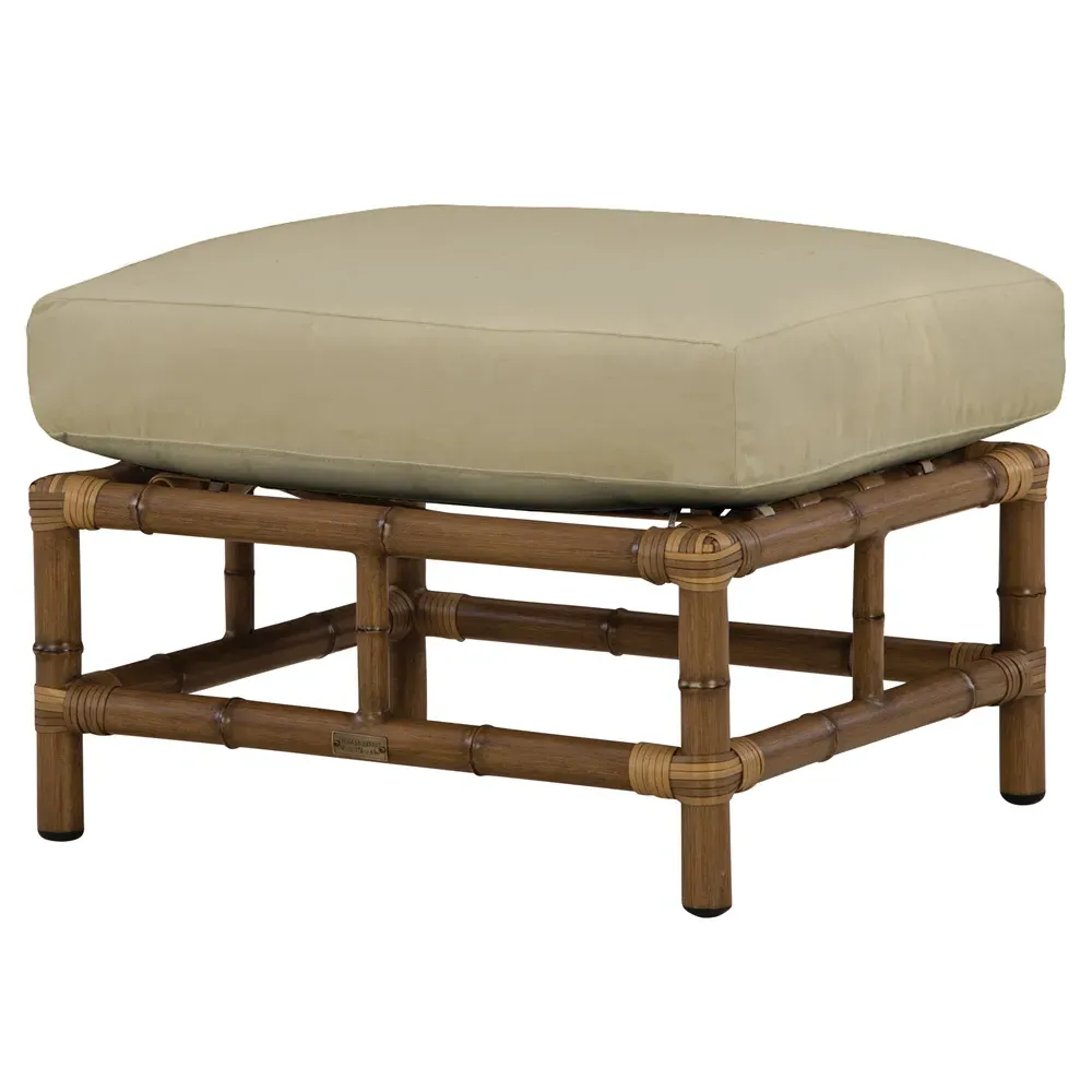 Amber Coastal Rectangular Woven Wicker Outdoor Ottoman - Sand