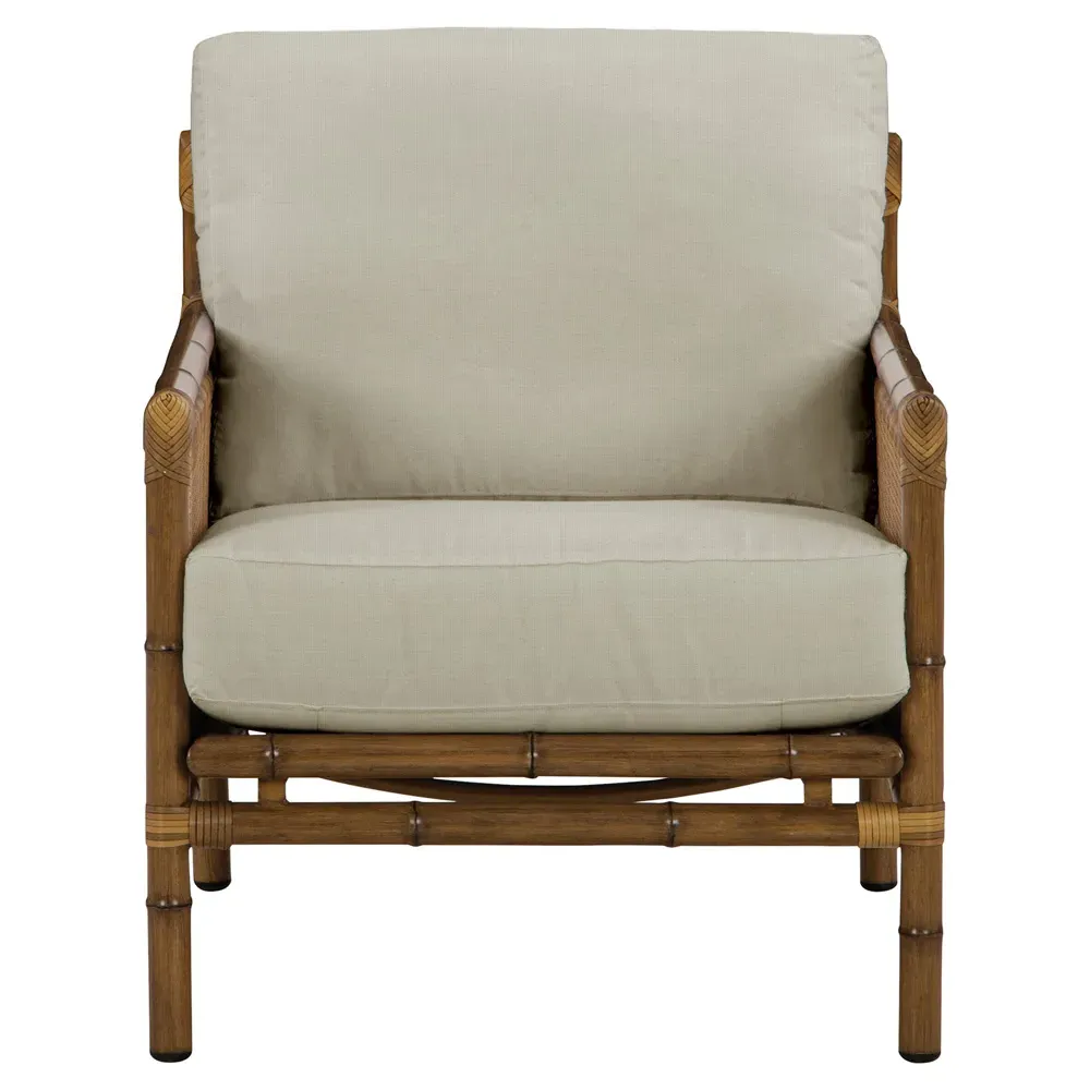 Amber Woven Wicker Outdoor Lounge Chair - Beige, Synthetic