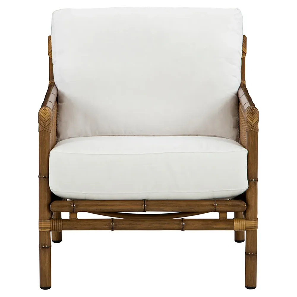 Amber Woven Wicker Outdoor Lounge Chair - White, Synthetic