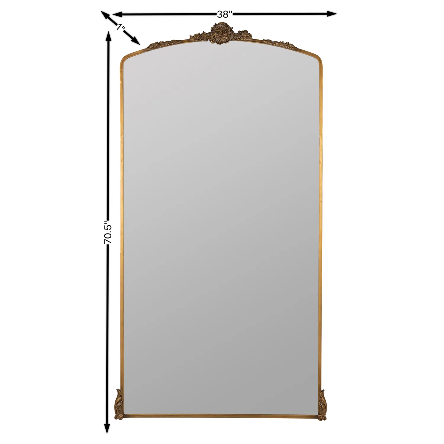 Ambrose Ornate Floor Mirror - Antique Gold, Metal