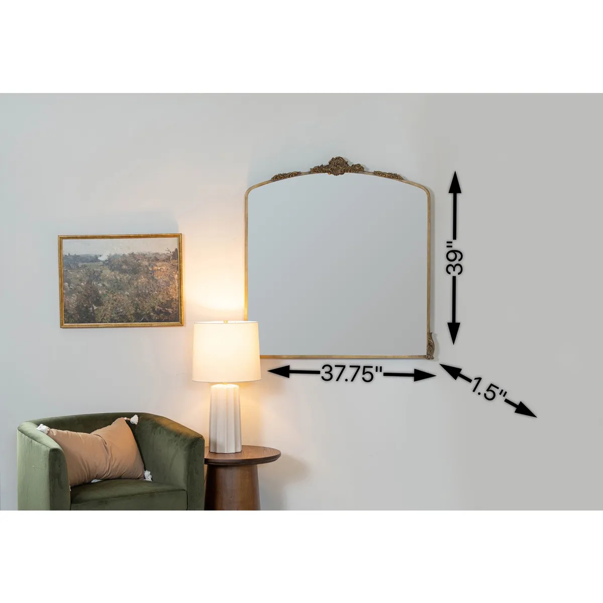 Ambrose Ornate Wall Mirror - Antique Gold, Metal