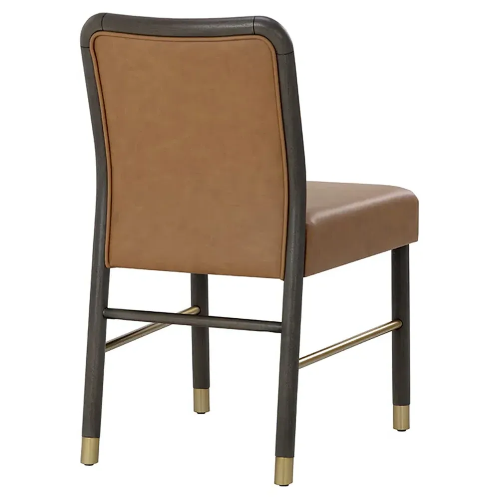 Ambrosia Dining Side Chair Set of 2 - Brown, Faux Leather