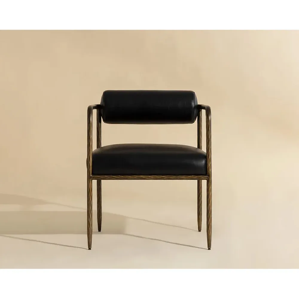 Ameera Dining Arm Chair - Black, Brass Iron