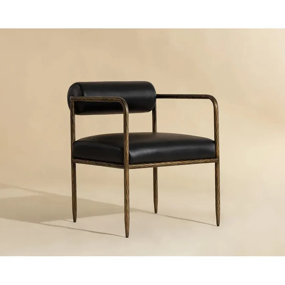 Ameera Dining Arm Chair - Black, Brass Iron