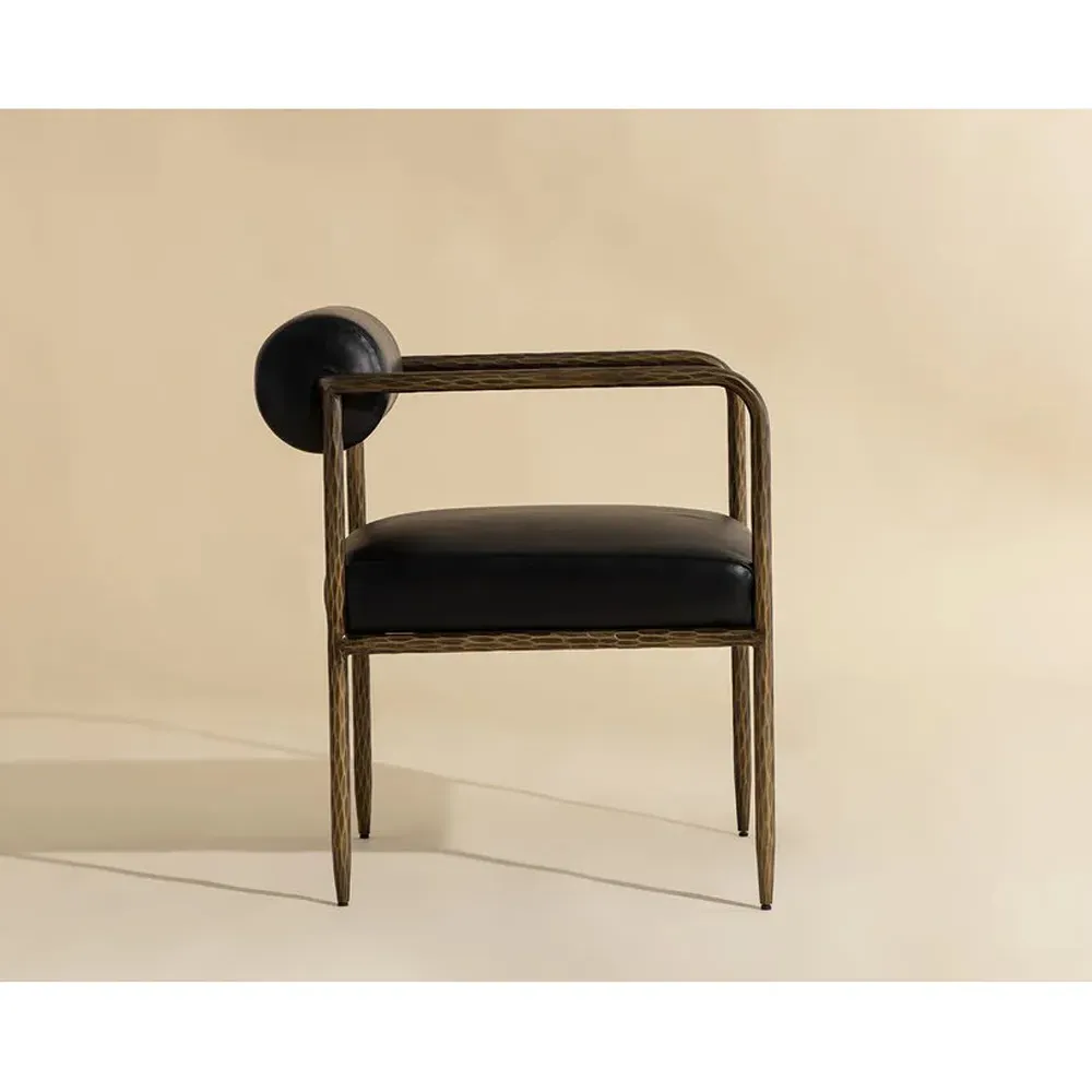 Ameera Dining Arm Chair - Black, Brass Iron