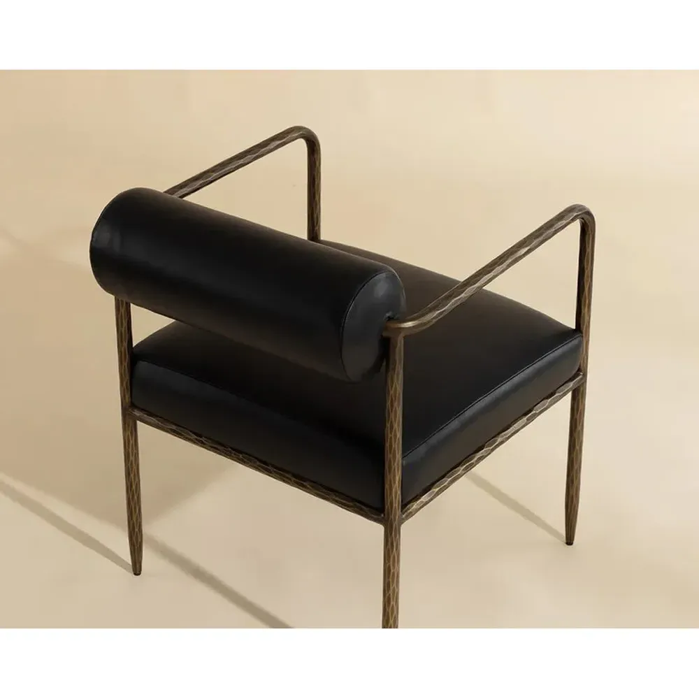 Ameera Dining Arm Chair - Black, Brass Iron
