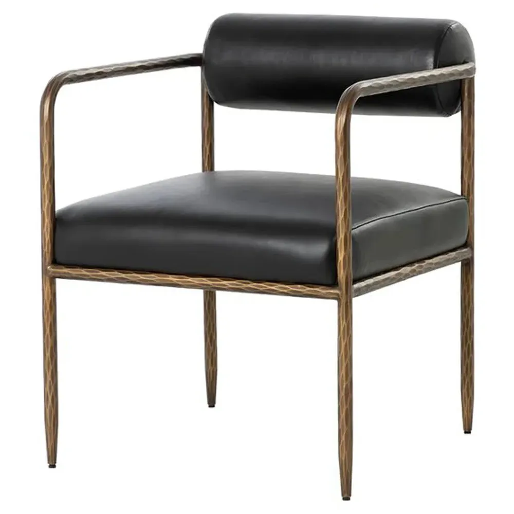 Ameera Dining Arm Chair - Black, Brass Iron