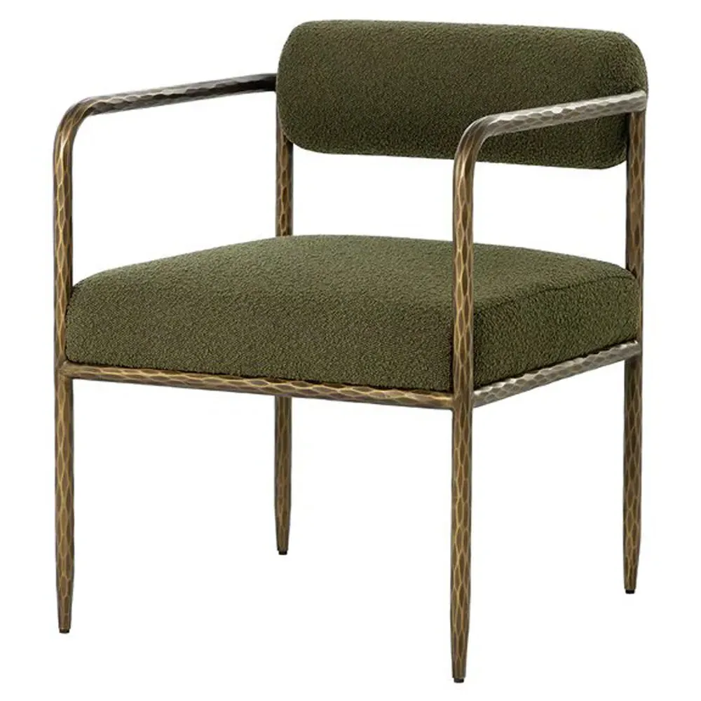 Ameera Dining Arm Chair - Olive Green, Brass Iron image