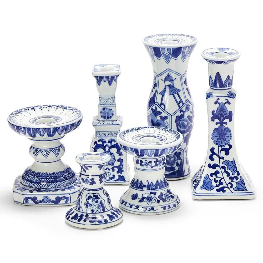 Amelia Candleholder Set - Blue, Ceramic