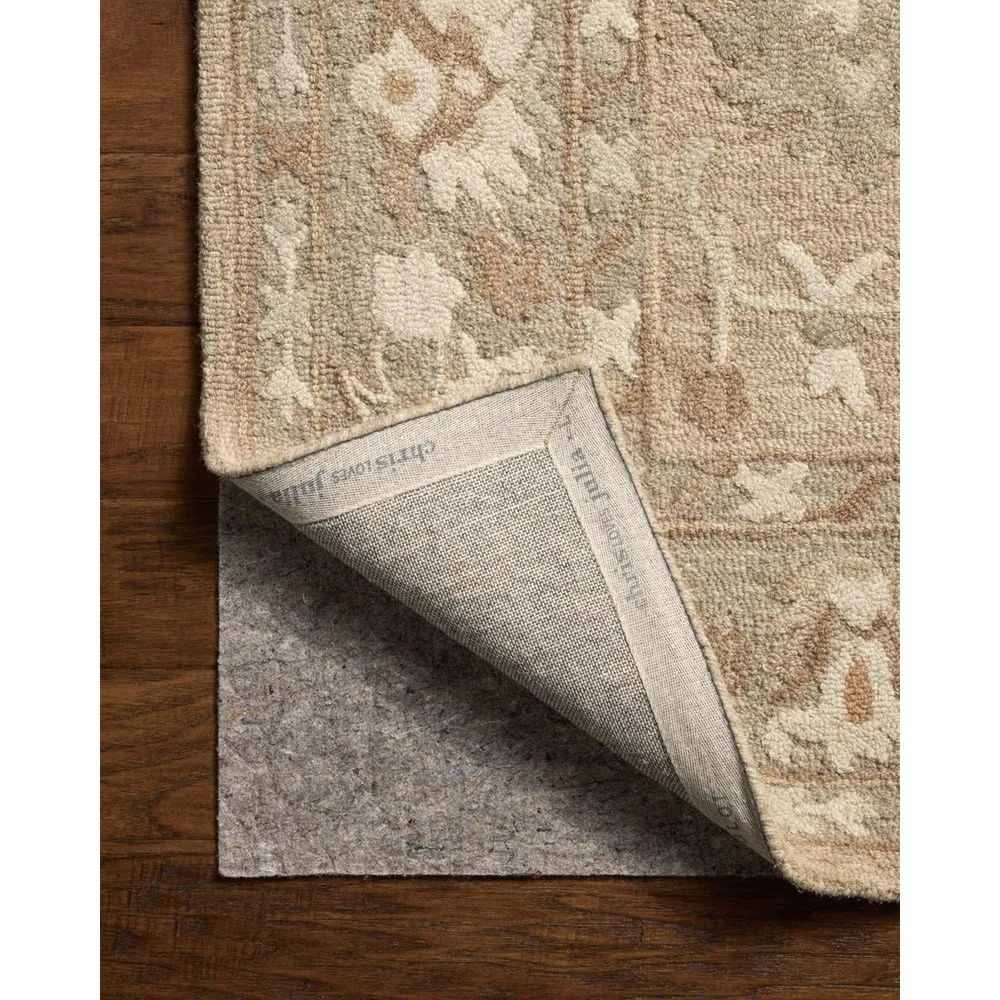 Amelia Floral Patterned Rug Sample - Khaki, Wool