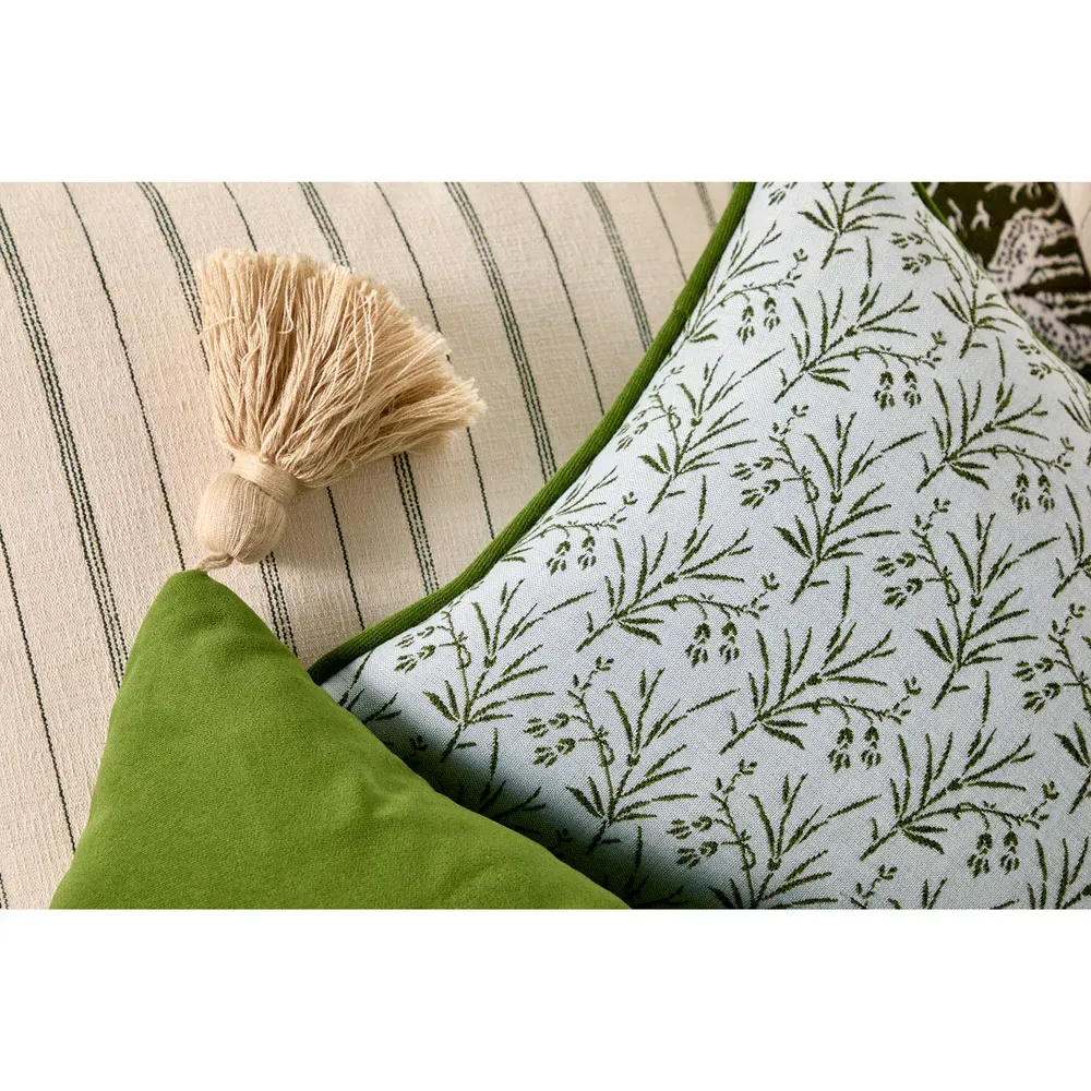 Amelia French Lumbar Pillow - Green, Sunbrella Acrylic