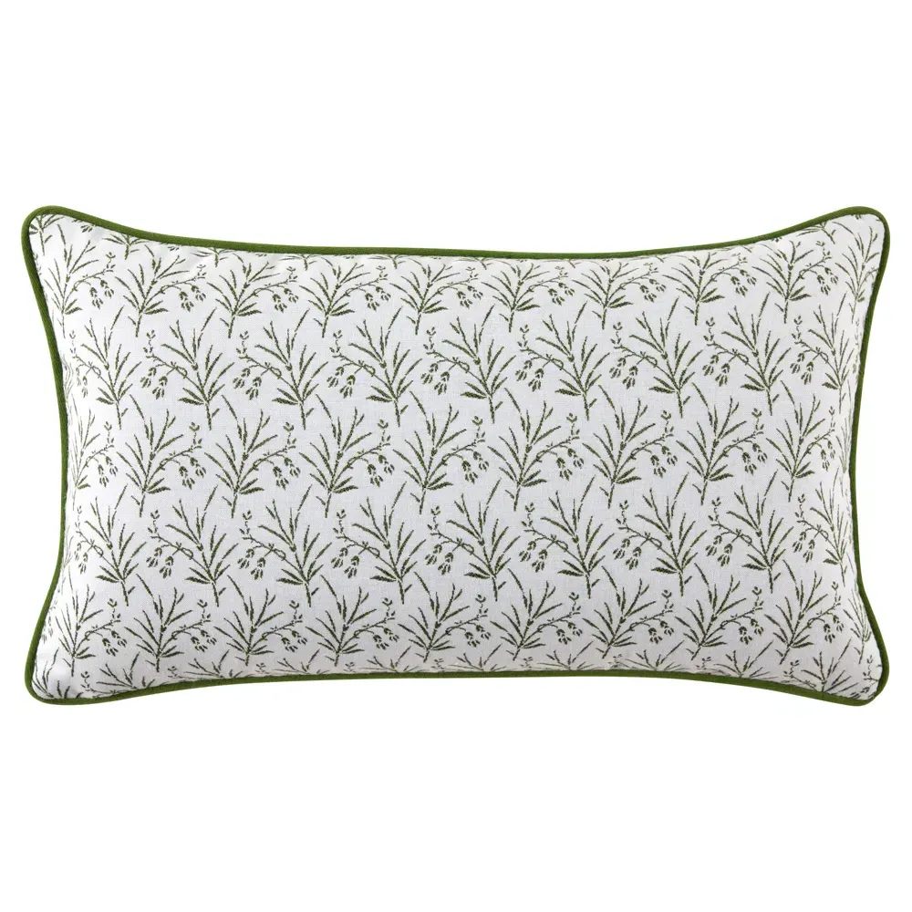 Amelia French Lumbar Pillow - Green, Sunbrella Acrylic