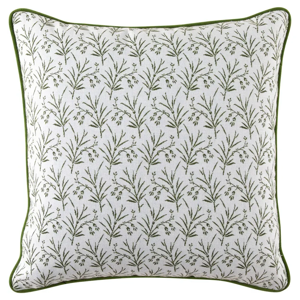 Amelia French Square Throw Pillow - Green, Sunbrella Acrylic