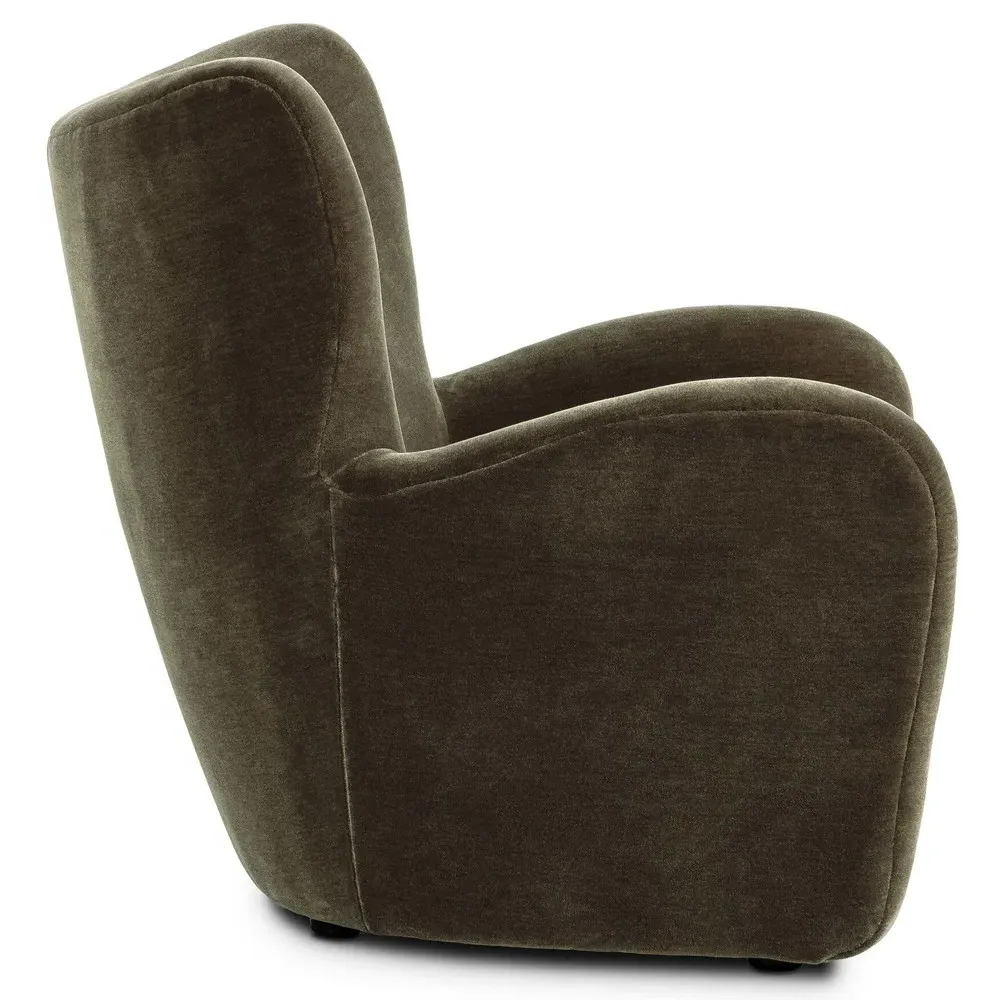 Amelie Monte Olive Velvet Arm Chair - Olive, Wood