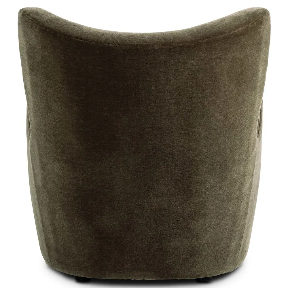 Amelie Monte Olive Velvet Arm Chair - Olive, Wood