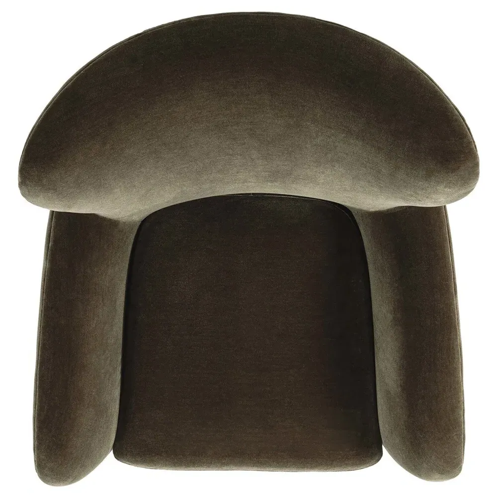 Amelie Monte Olive Velvet Arm Chair - Olive, Wood
