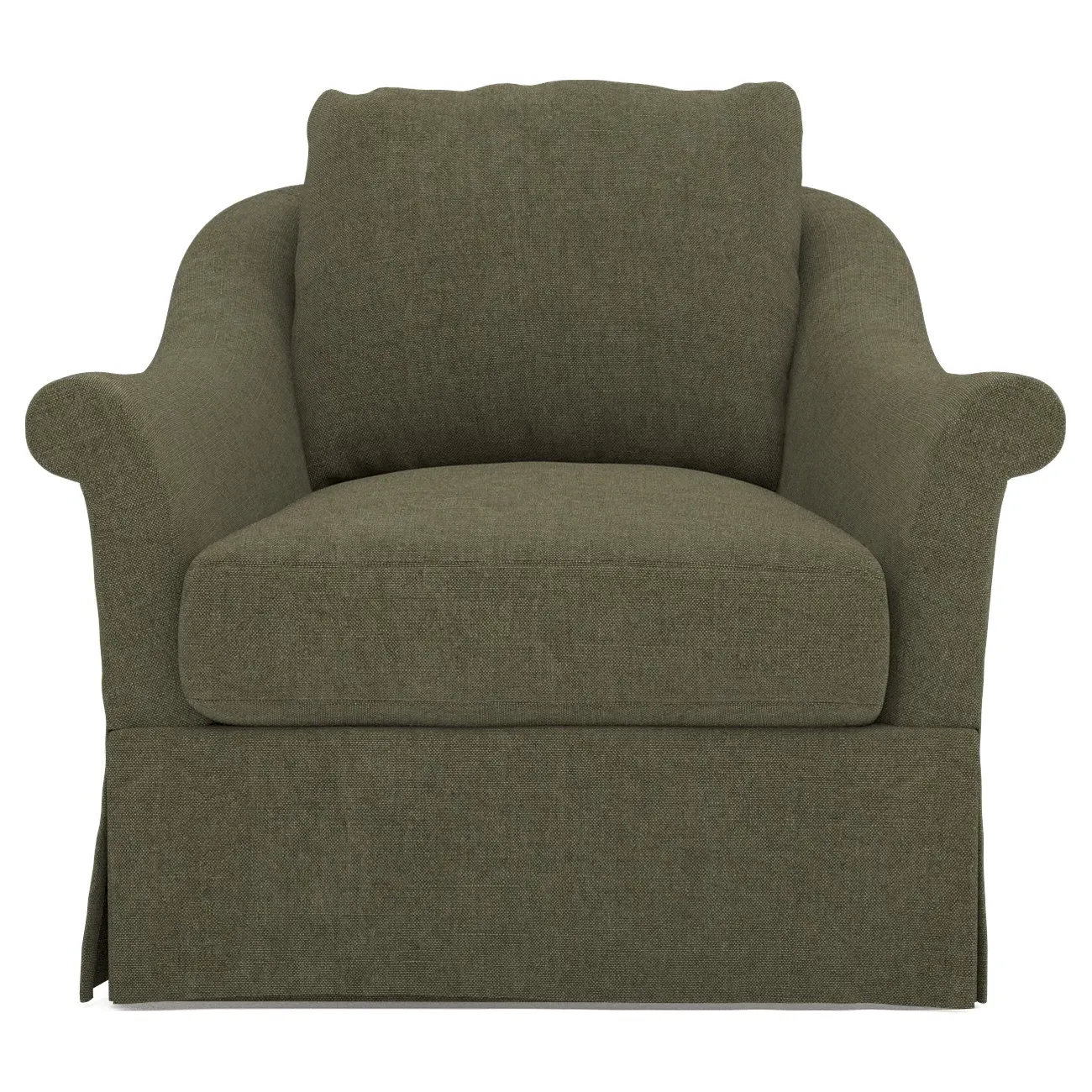 Amelie Slipcovered Swivel Chair - Loden