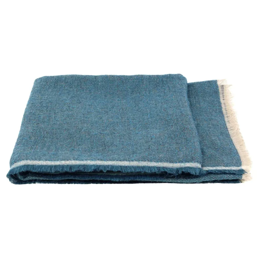 Amia Woven Throw Blanket - Blue, Linen