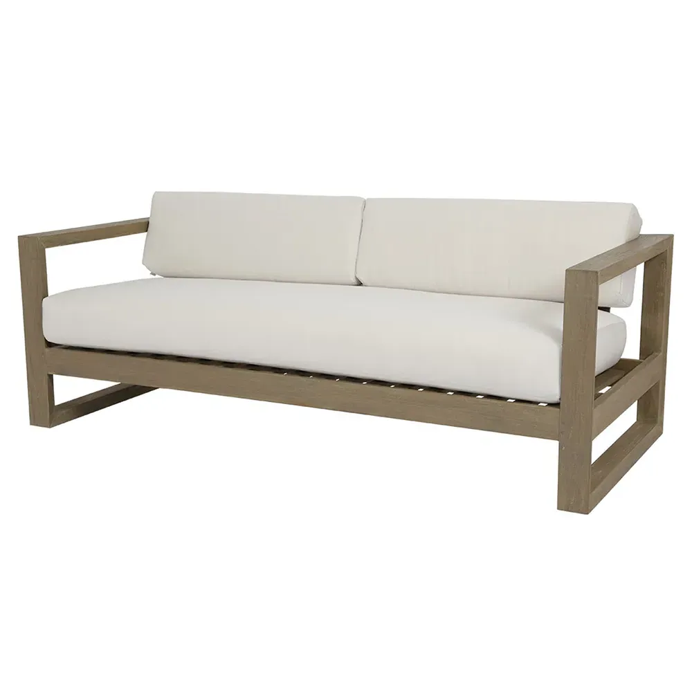 Amina 90-Inch Outdoor Sofa - White, Teak