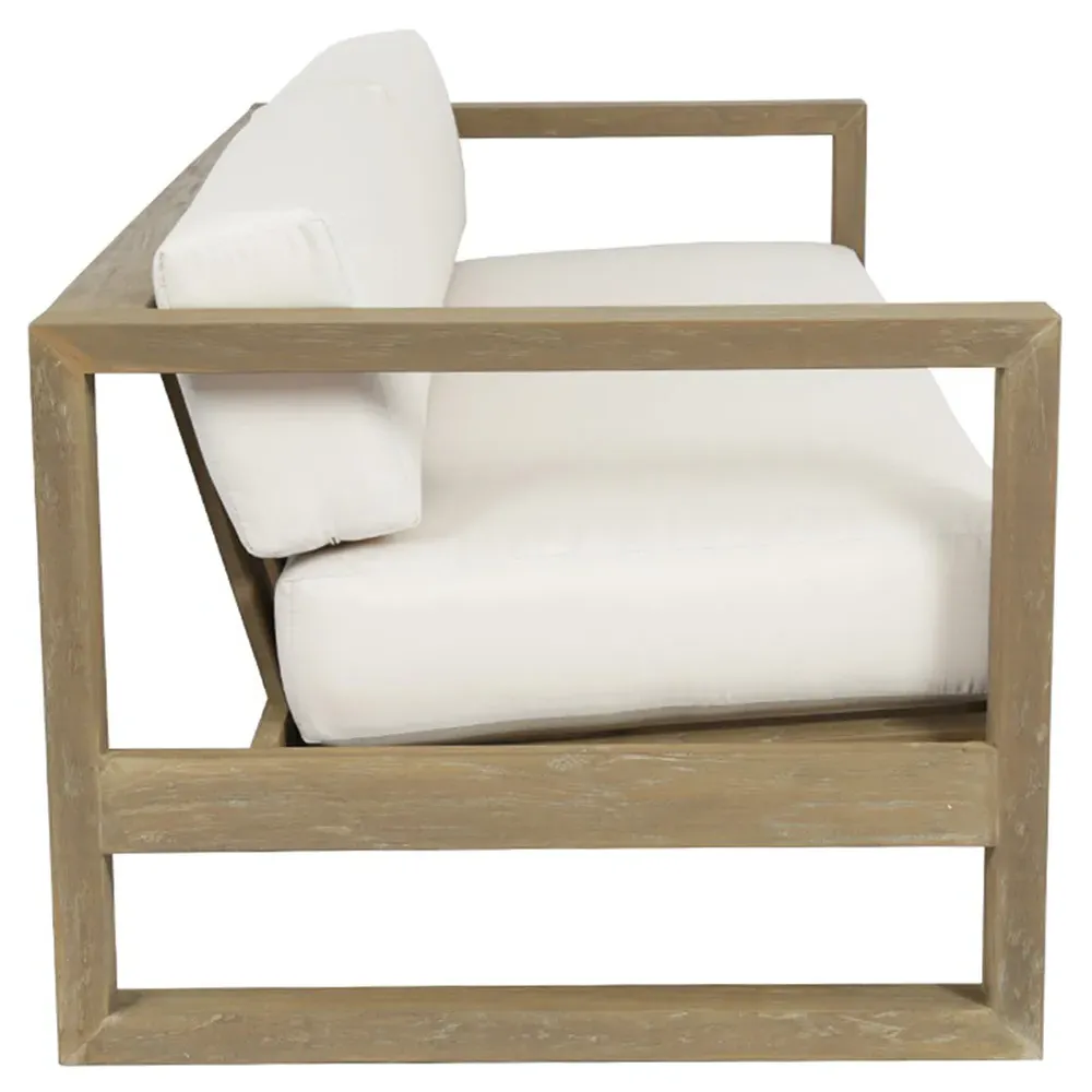 Amina 90-Inch Outdoor Sofa - White, Teak