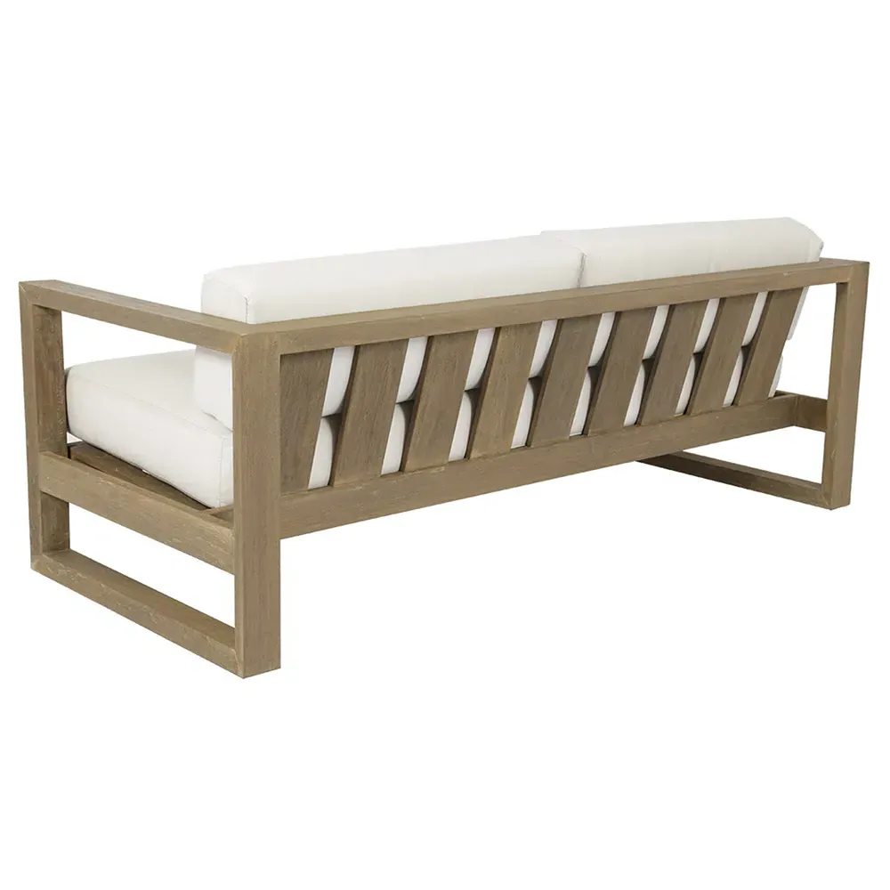 Amina 90-Inch Outdoor Sofa - White, Teak