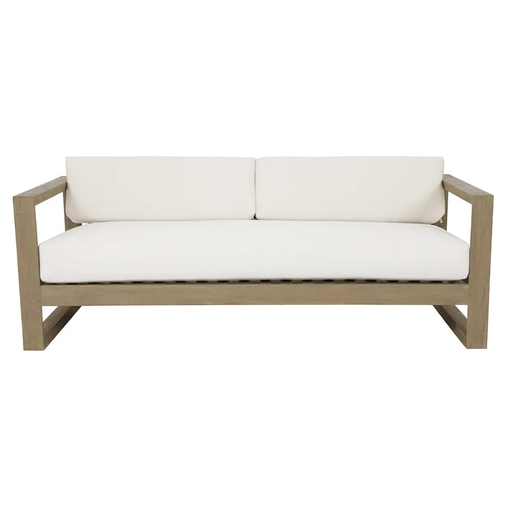 Amina 90-Inch Outdoor Sofa - White, Teak