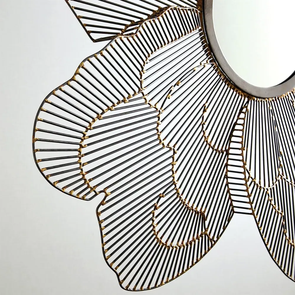 Amina Floral Wall Mounted Mirror - Gold, Iron