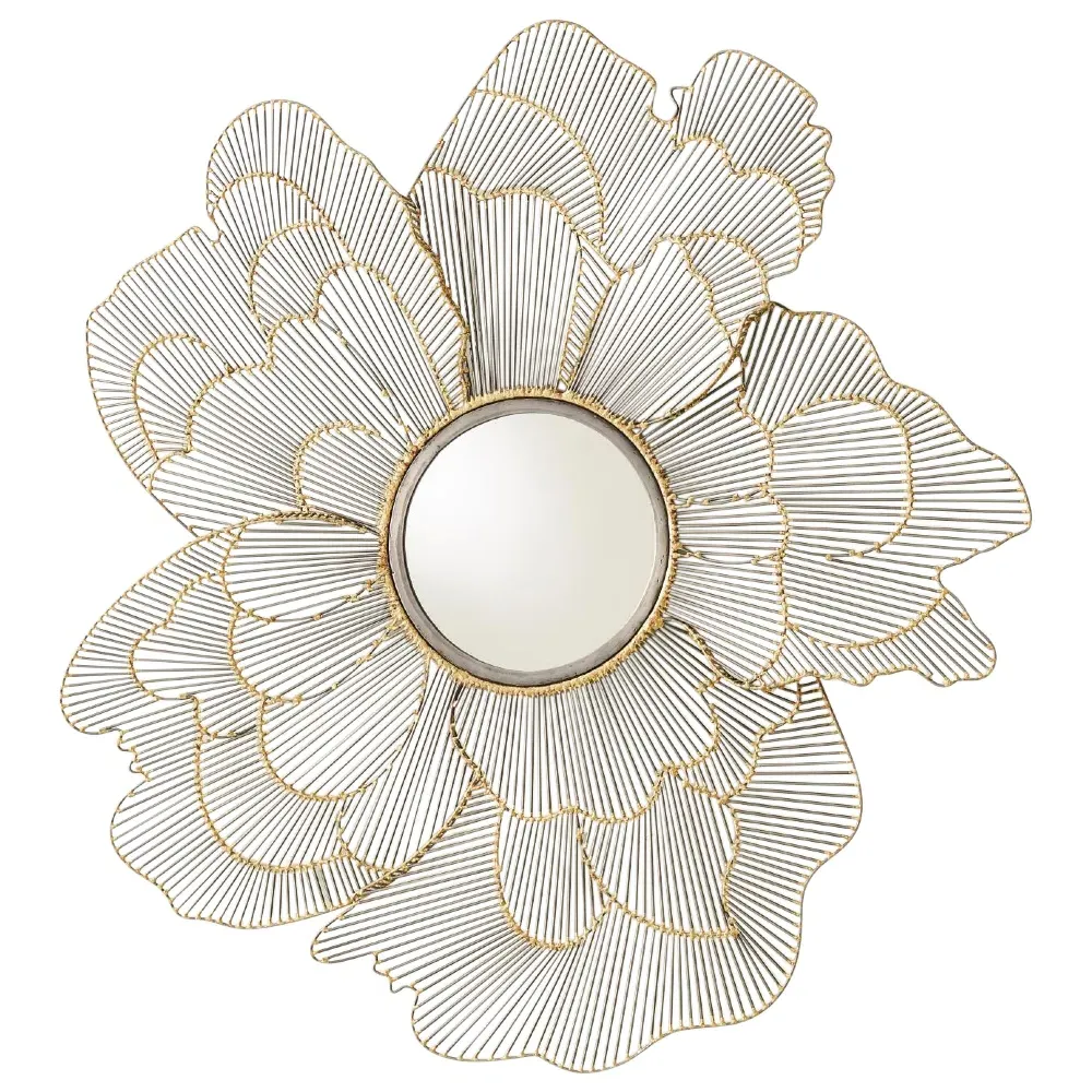 Amina Floral Wall Mounted Mirror - Gold, Iron