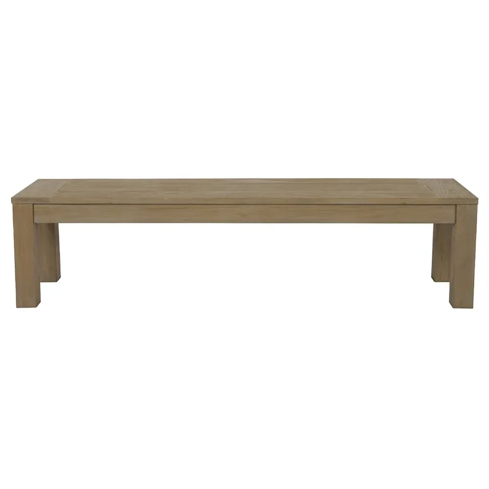 Amina Outdoor Dining Bench - White, Teak