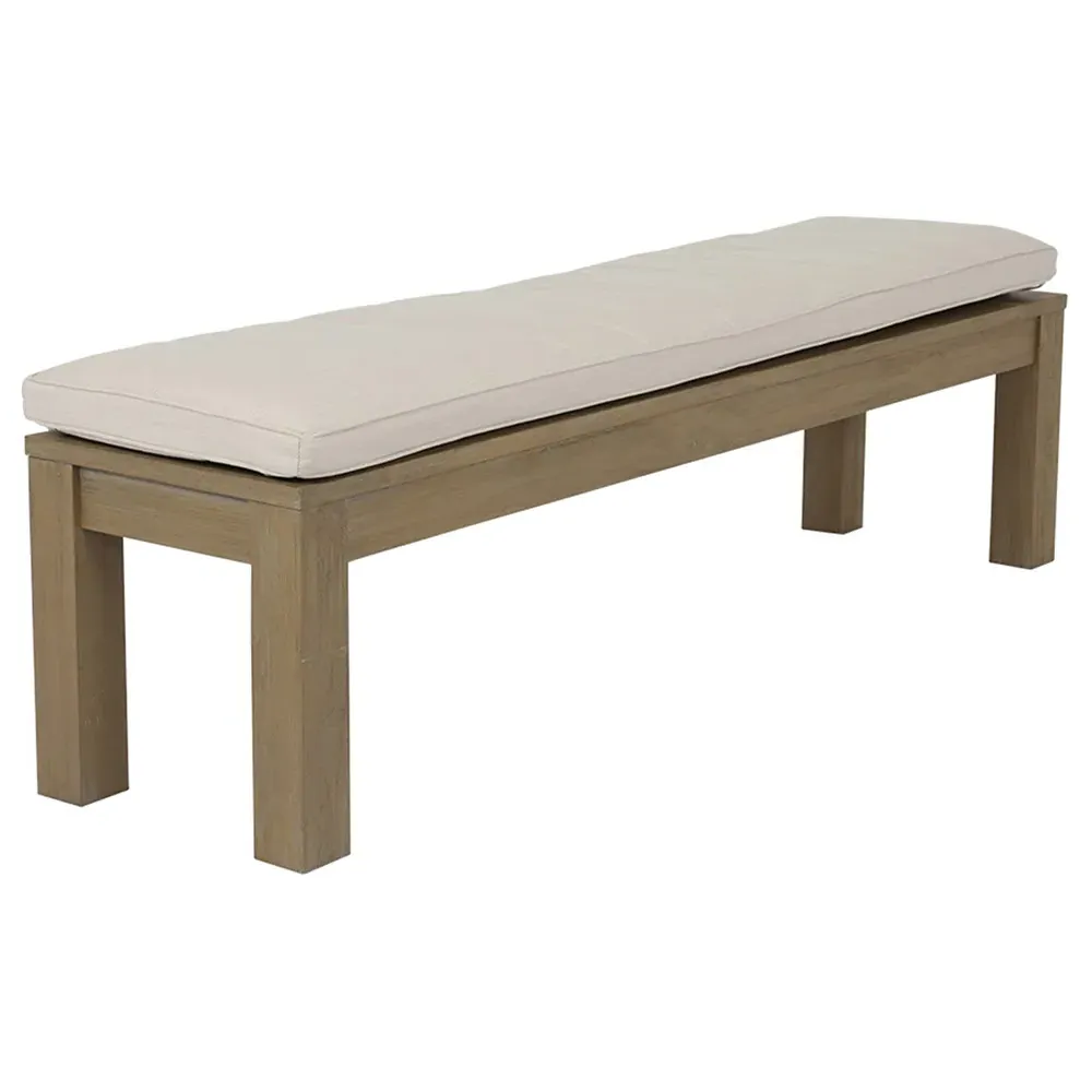 Amina Outdoor Dining Bench - White, Teak image
