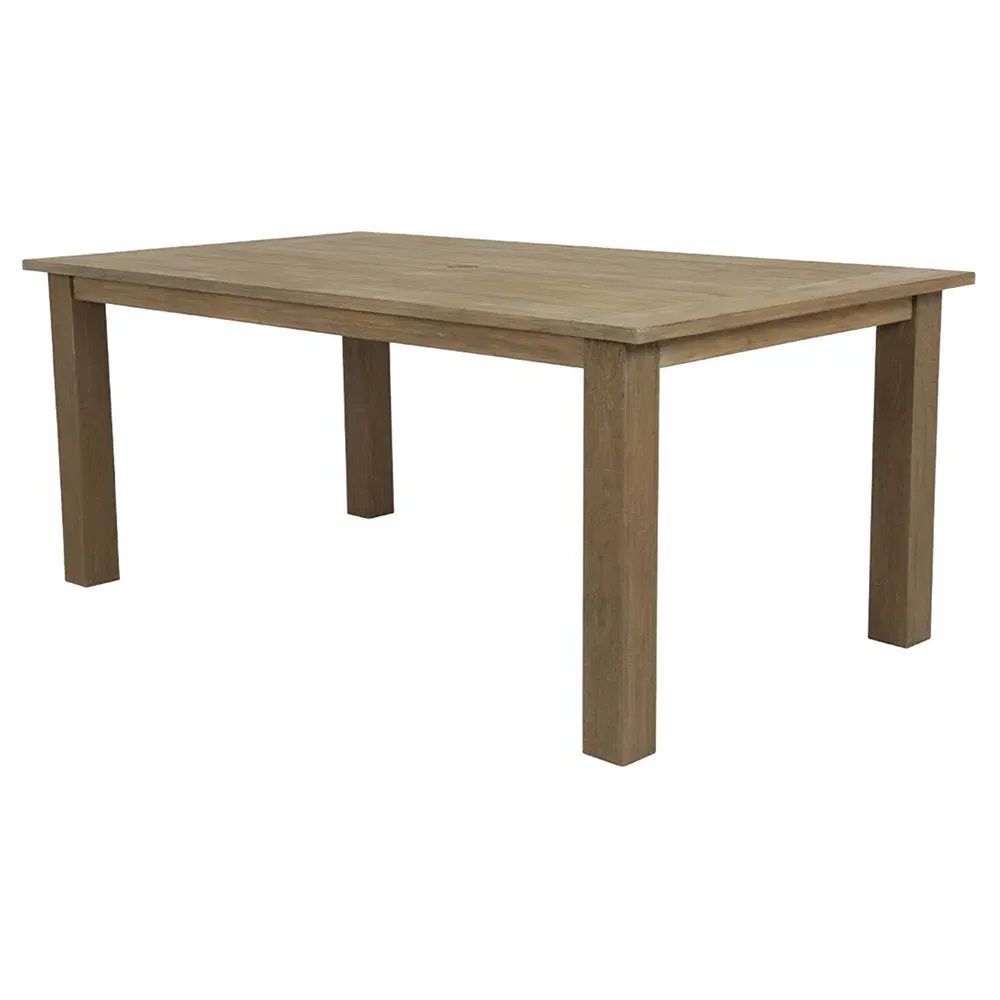 Amina Outdoor Dining Table with Umbrella Hole - Brown, Teak