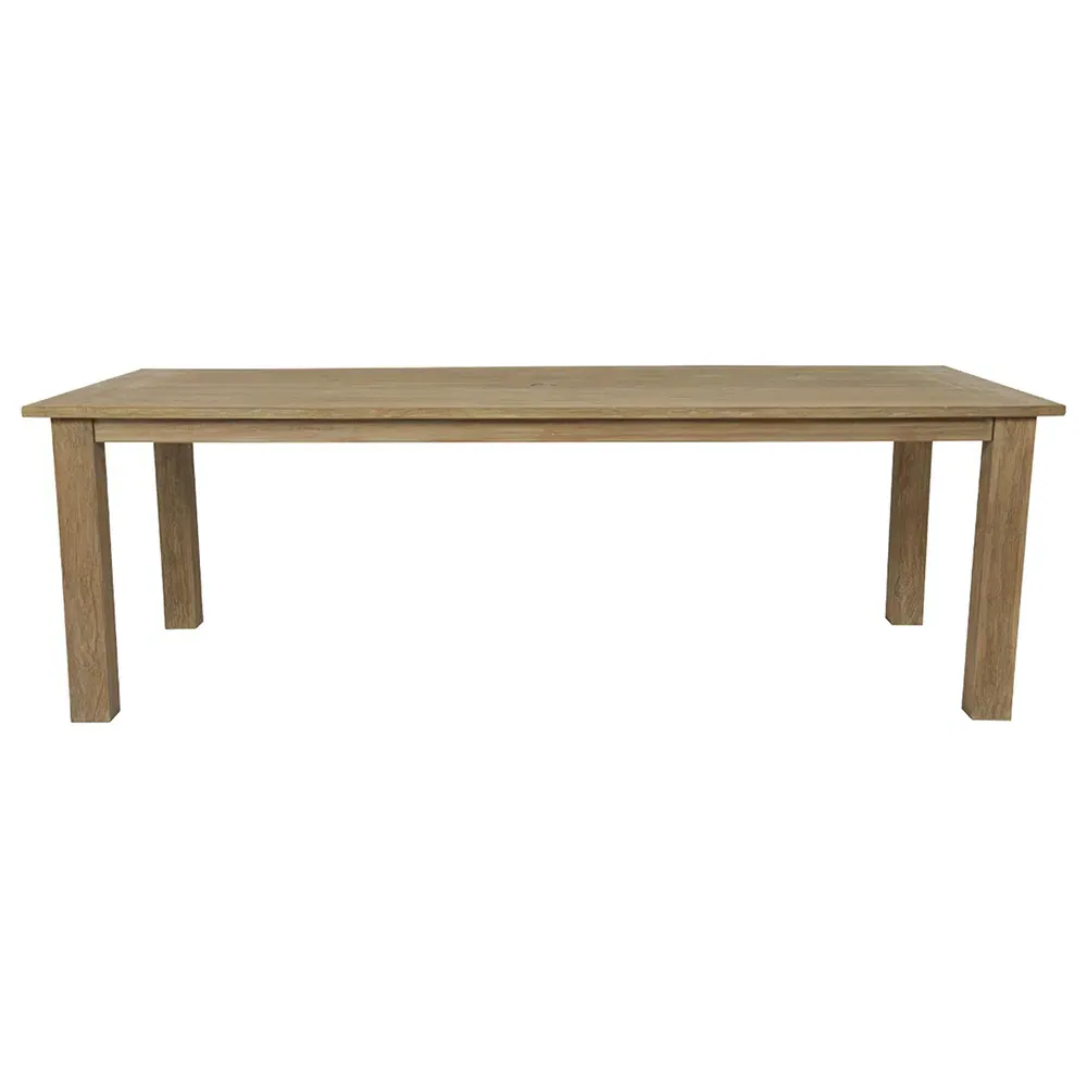 Amina Outdoor Dining Table with Umbrella Hole - Brown, Teak