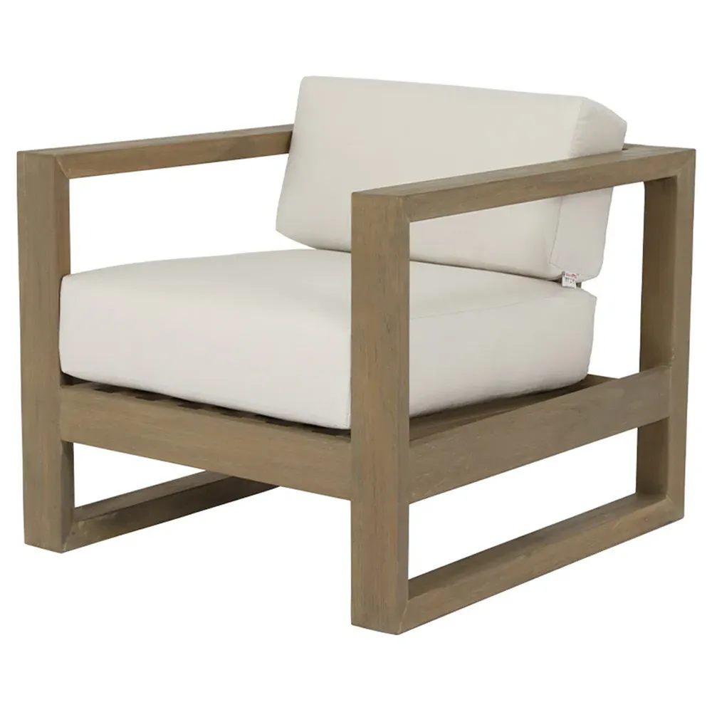 Amina Outdoor Lounge Chair - White, Teak