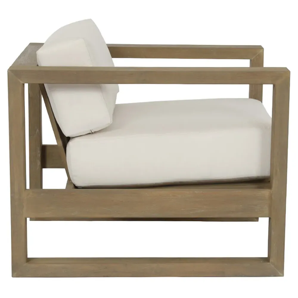 Amina Outdoor Lounge Chair - White, Teak