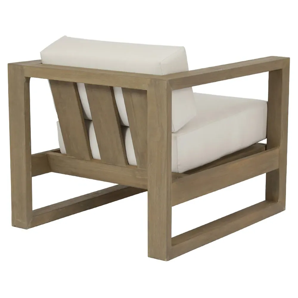 Amina Outdoor Lounge Chair - White, Teak