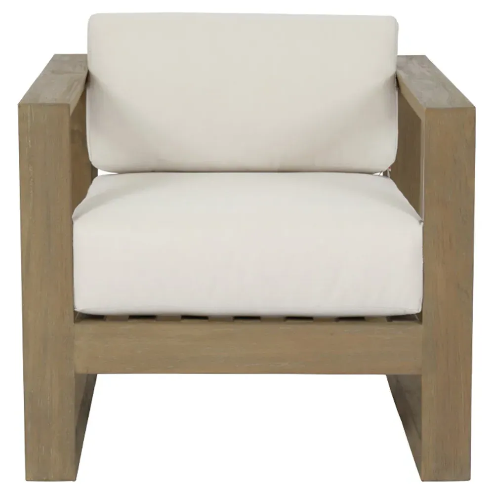 Amina Outdoor Lounge Chair - White, Teak