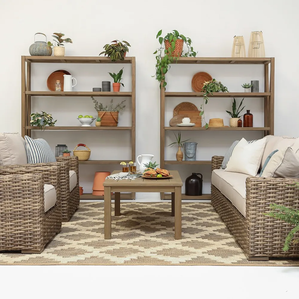 Amina Rectangular Outdoor Coffee Table - Brown, Teak