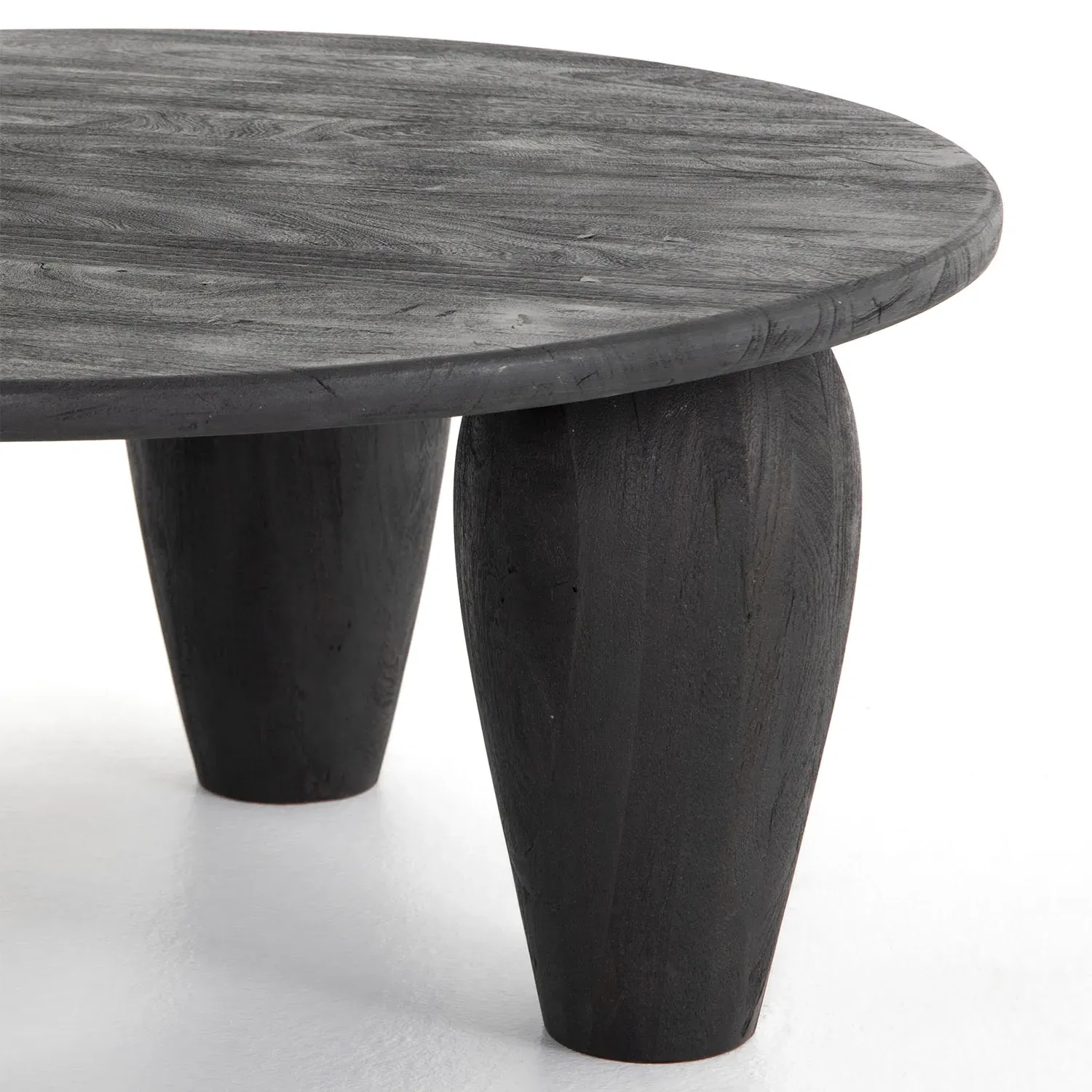 Amina Round Coffee Table - Black, Reclaimed Wood
