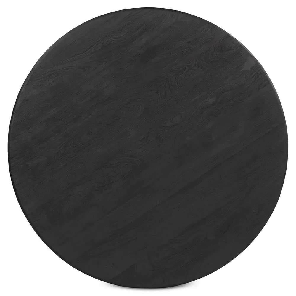 Amina Round Coffee Table - Black, Reclaimed Wood