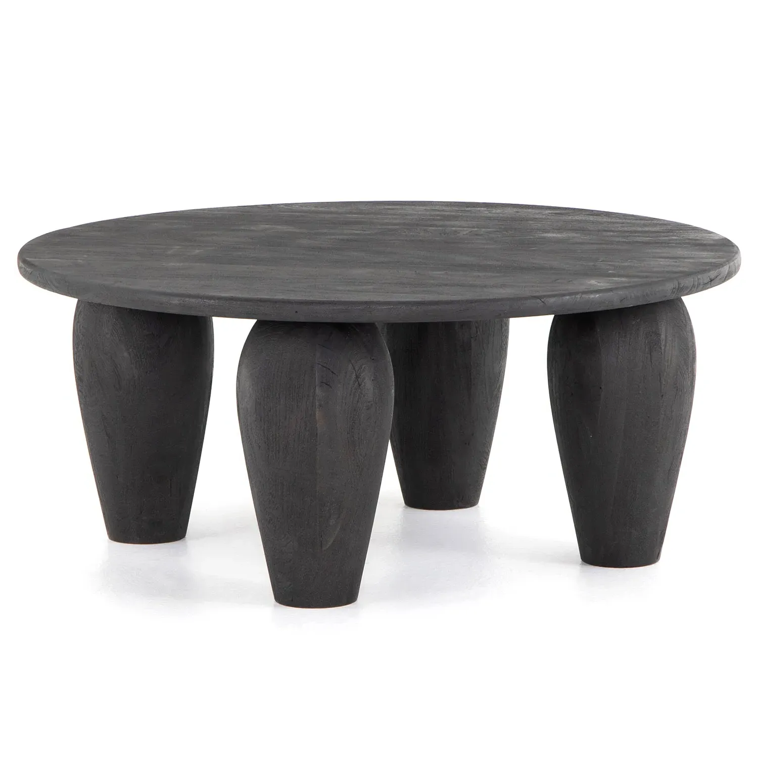 Amina Round Coffee Table - Black, Reclaimed Wood image