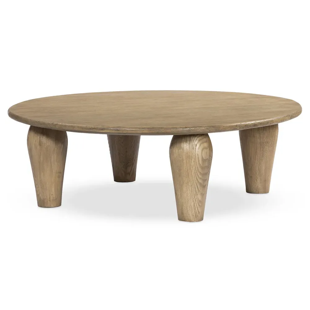 Amina Round Coffee Table - Brown, Oak Wood