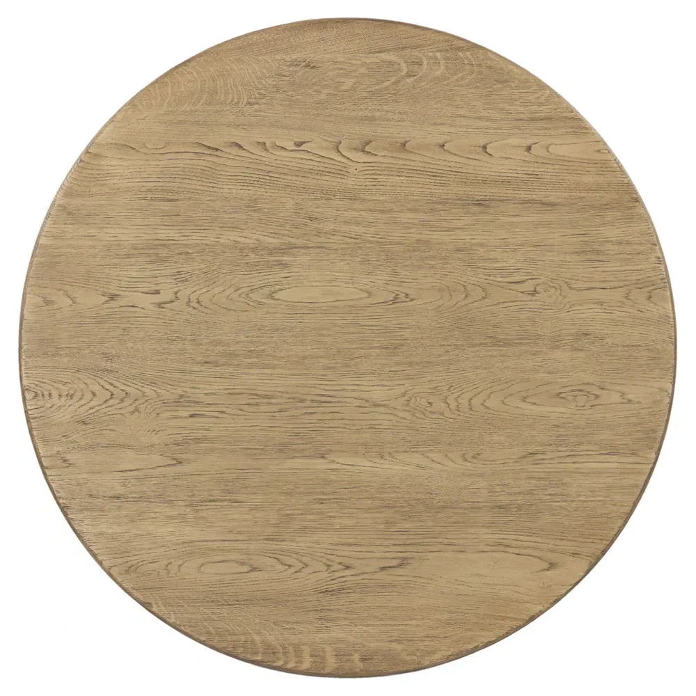 Amina Round Coffee Table - Brown, Oak Wood